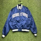 Vintage 80s Georgetown Hoyas Starter Satin Jacket Mens XL USA Made Blue Snap