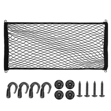 Truck Cargo Net, 39 x 24 Inch Adjustable Elastic Net with 8 Hooks, Black