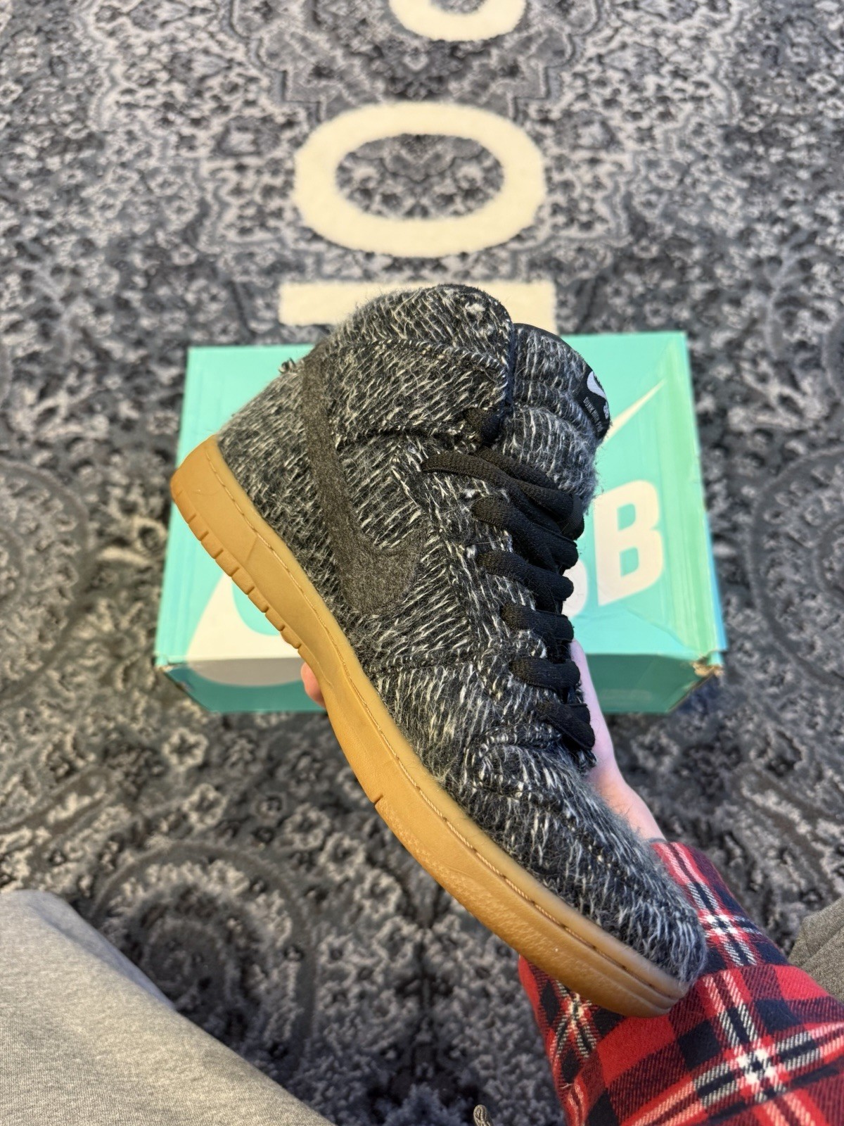 10M - Nike SB Dunk High Warmth Pack With A Black Woven Upper And A Gum Bottom thumbnail 3