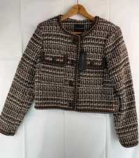CHRISTIAN LACROIX Brown, Black & White Tweed Jacket Blazer Women’s Size Medium