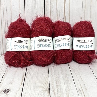 Moda Dea Dream Yarn Color Raspberry #4 Med 93 Yds Ea Made Italy lot of 4 Skeins