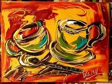 COFFEE  impressionist Abstract Modern Original   Painting  CSDFBSDF