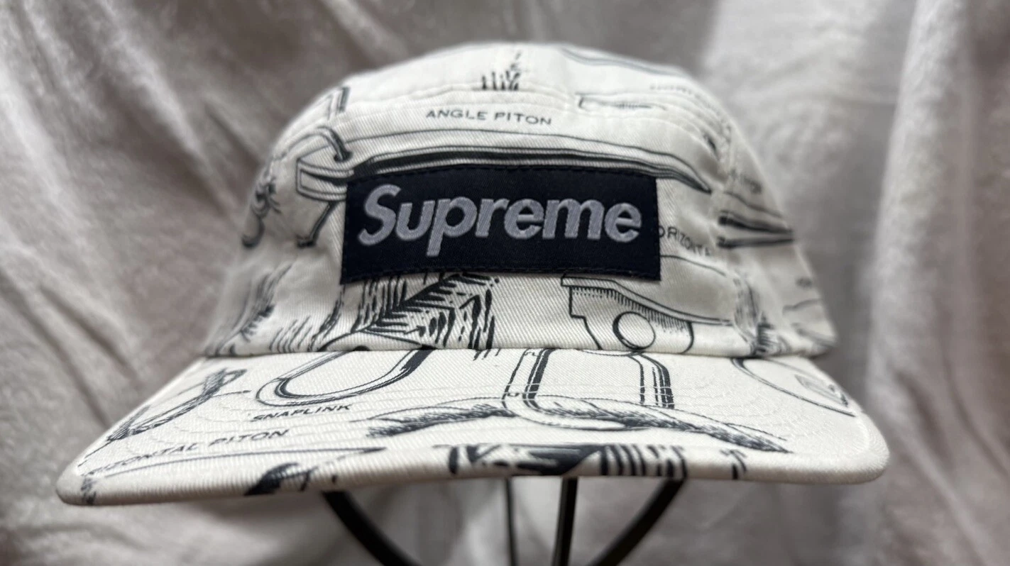 ? Rare Casquette Vintage Supreme Alpine Camp 2008 Boîte Logo Chapeau Blanc avec Étiquette Retail ?