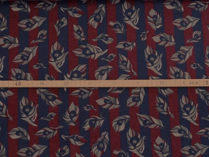 Jersey 100x150cm Federn Streifen Baumwolljersey Stoffe nähen Kleiderstoffe Rot - Bild 3 von 3