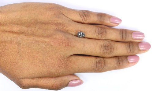 Diamante gota suelta natural de 2,48 quilates 8,10 mm color negro gris diamante QL5682 - Imagen 5 de 7