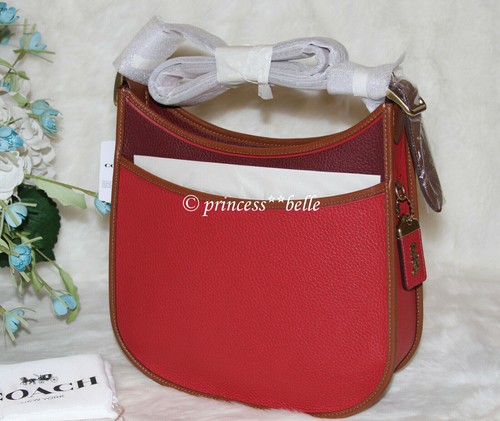 Coach Emery Crossbody Bag Colorblock Leather Shoulder Purse Handbag Red $395
