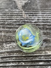 handmade art glass marble Tiny Blue Morning Glory