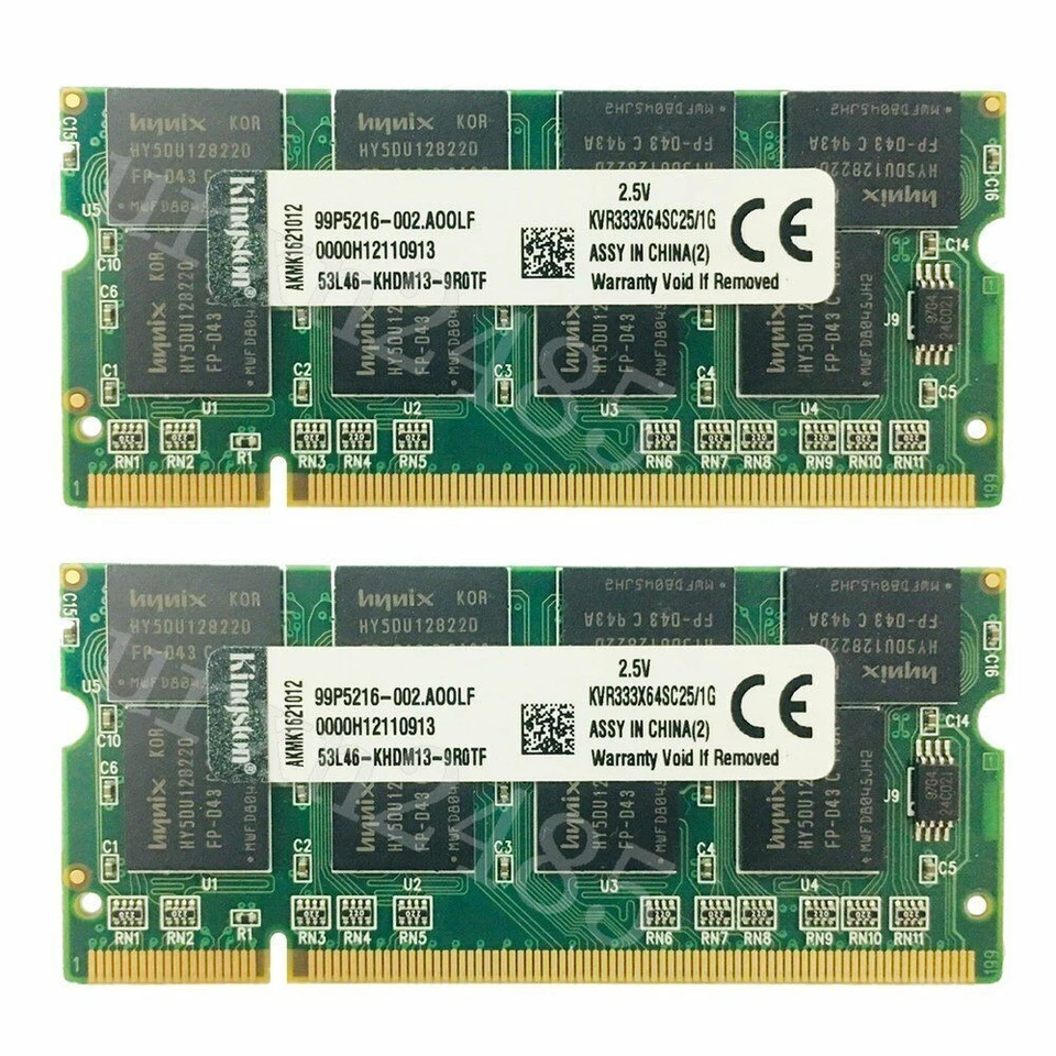 10GB 10x 1GB PC-2700 333Mhz DDR1 200Pin SODIMM Laptop Memory RAM For Kingston - Image 2 of 4