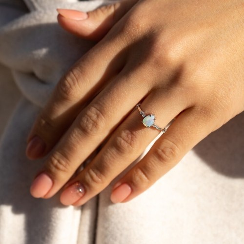 Oval Moonstone Sterling Silver Ring - 925 Silver Bohemian Ring, Handmade In India, Sizes 6-9 With Velvet Gift Bag