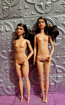 (2) Barbie Hybrid Looks 12 FrydaFashionista body Tall and Slim Doll Brunette