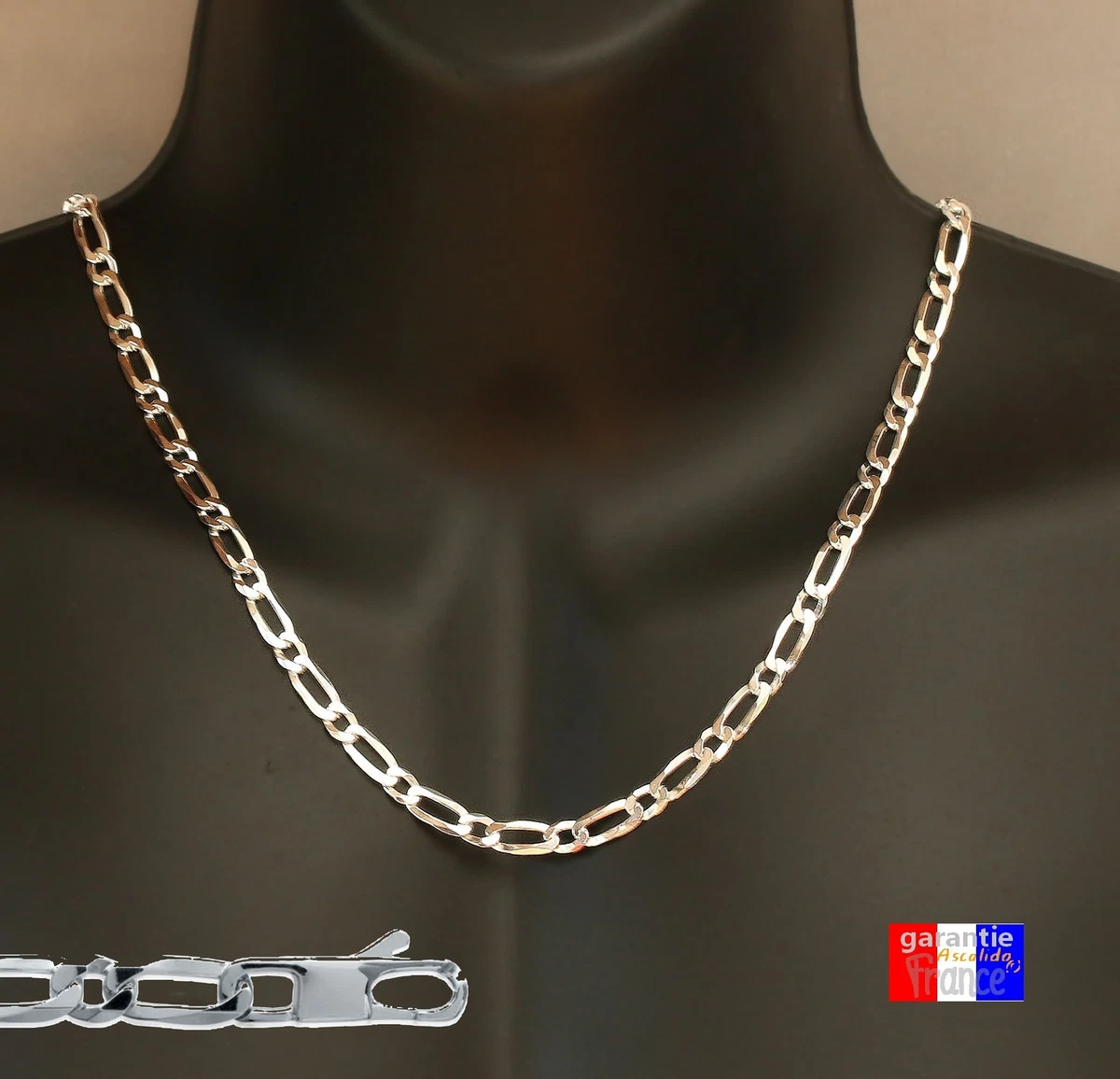 Chaîne En Argent Massif Maille Figaro - Longueur 45 Cm, Poids 5,25 G, Occasion