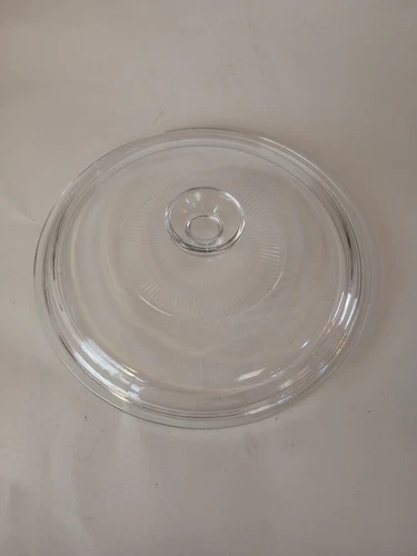 VTG PYREX G1C Corning Ware VISIONS  8.75 Inch Round Glass Ribbed Lid Clear NICE