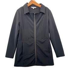 Travelsmith Womens Jacket Lghtwt Full Zip Black Semi-fitted Sz M Pockets Casual