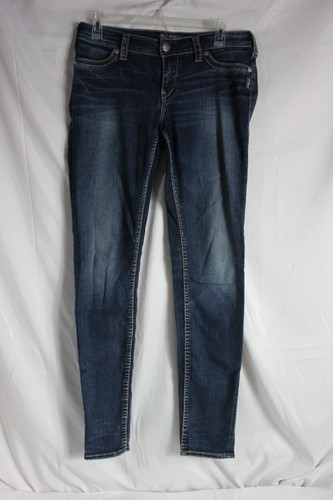 Silver Jeans Womens 29x31 Blue Suki Mid Super Skinny Stretch Dark Wash Denim