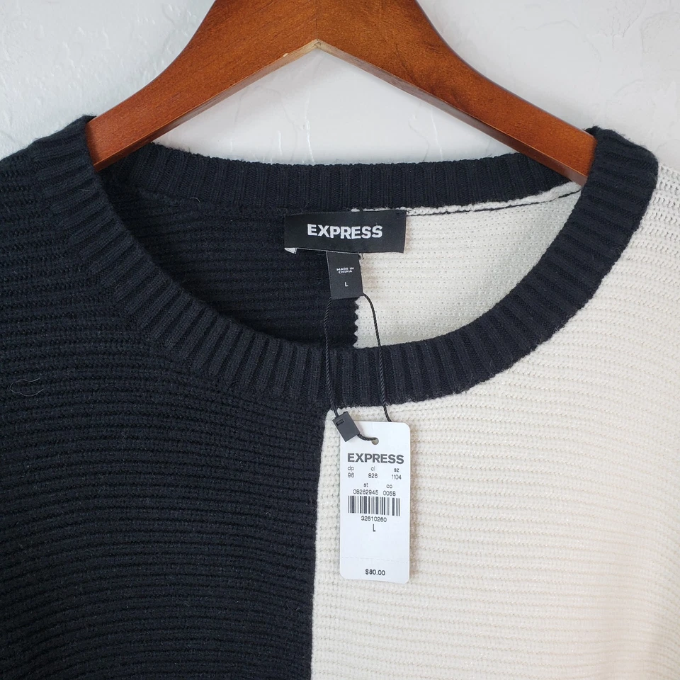 Suéter Express Para Mujer Grande Negro Marfil Color Bloque Suéter Nuevo con Etiquetas Foto 3 de 4