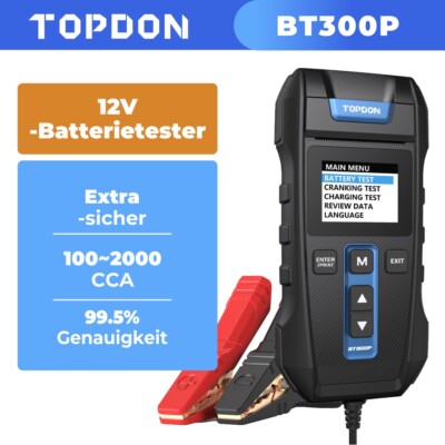 TOPDON BT300P 12V Auto Batterietester mit Eingebaut Drucker Akku Batterieprüfer