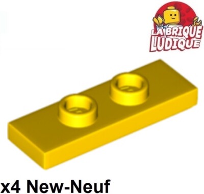 Lego 4x Platte modifiziert 1x3 2 Studs Double Jumper gelb/yellow 34103 NEU