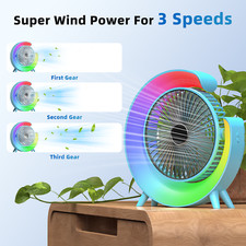 Small RGB USB Fan Colorful Lights Quiet Cooling Rechargeable High Wind Power USA