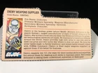 1983 Hasbro G.I. Joe A Real American Hero Weapons Supplier DESTRO File Card