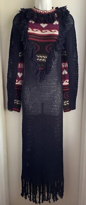 carolina k crochet dress $680 NWT Jacquard Medium Fringe Boho Alpaca Maxi length Color:As the Picture Show Maxi dresses OccasionBusiness $990 VB Body by