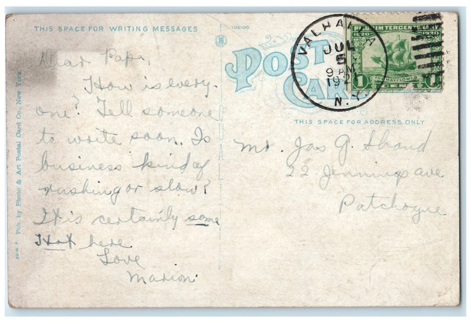 1921 Y.M.C.A Building Street Tree-lined View White Plains Valhalla NY Postcard - Image 2 of 2