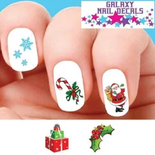 Waterslide Nail Decals - Set of 20 Christmas, Santa, Candy Cane, Holly Assorted