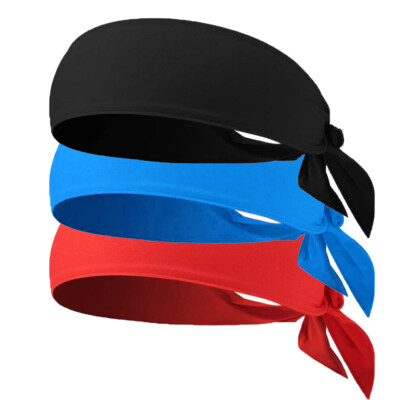 Sweat Wicking Sports Headband Ninja Bandana Head Tie Back Band for