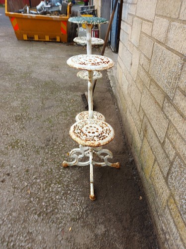 Victorian cast iron jardiniere flower pot stand garden hall conservatory 6 shelf - Picture 8 of 8