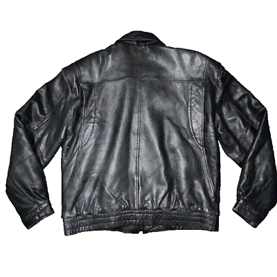 Vintage John Ashford Leather Jacket Mens Large Black Bomber Vintage John Ashford Leather Jacket Mens Large Black Bomber