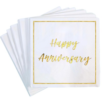 Happy Anniversary Napkins 50 Pack 1st 5th 10th 20th 25th 30th 35th 40th 45th ...