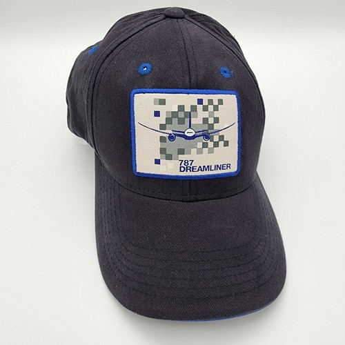 Boeing 787 Dreamliner Baseball Cap Adjustable Blue Hook Loop Patch Logo Airplane