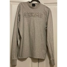 Abercrombie  Fitch Muscle Shirt Mens L Long Sleeve Patched Logo Pullover Gray