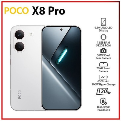 Xiaomi POCO X8 Pro 5G 12GB+512GB WHITE Dual SIM Unlocked Android Mobile Phone