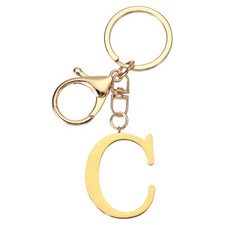 Initial Letter Key Chain Letter A-Z Keychain Initials Keyring, Golden C 