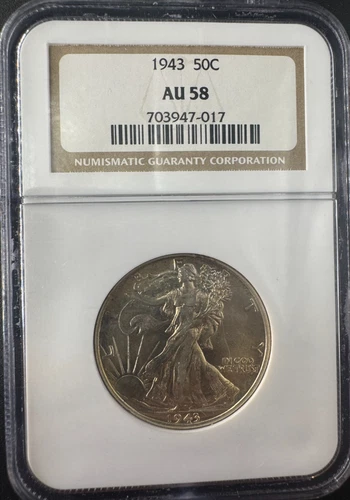 1943 Walking Liberty Half Dollar NGC AU58 | Nearly Mint State | Bright Luster |