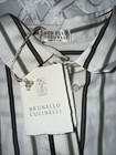 $450  BRUNELLO CUCINELLI GIRLS  HI-LOW SHIRT STRIPED MONILI BEADS SIZE 6 ITALY — photo 5