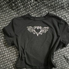 Women s Black Cropped Crew Neck Short Sleeve ...