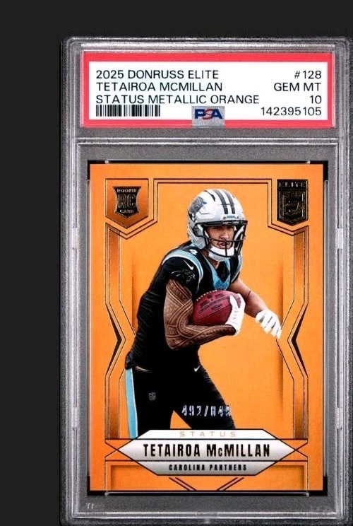 Tetairoa McMillan Panini Donruss Elite #128 Status Metallic Orange