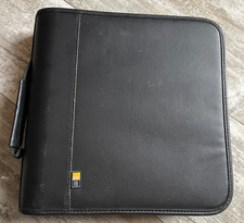 Vintage Case Logic Black Faux Leather 128 CD/DVD Zippered Case w/ Classical CDs