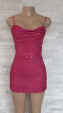 Pink Sequin Mini Flattering Spaghetti Strap Party Cocktail Dress Women's Size 2