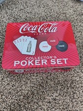 Cocacola Poker Playing Cards And Brand New Chips In Plastic W/ Tin Box