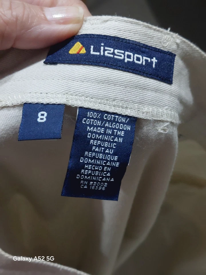 Maxi Falda Abotonada Liz Claiborne Caqui Tostado Talla 8 Bolsillos Delanteros 28x36"  Foto 3 de 4