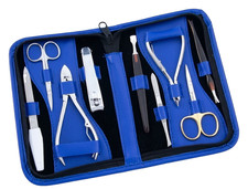 10 PCS Manicure Pedicure Cuticle Nail Care Clipper Cutter Kit Blue Case Gift Set