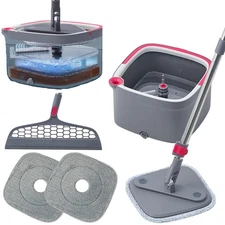 Heavy Duty Square Spin Mop for Floor Cleaning, Separate Compartment for Clean...