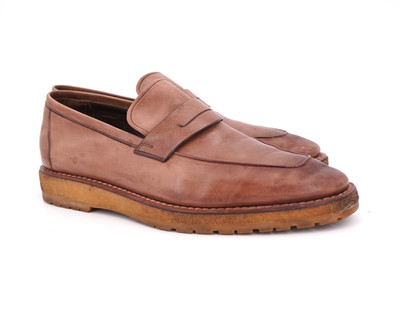 $1590 | BERLUTI LORENZO LOAFER 9.5 TAUPE BURNISHED UNLINED LEATHER