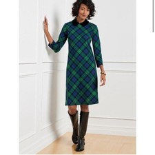 NWT Talbots Black Watch Tartan Plaid A-Line Dress