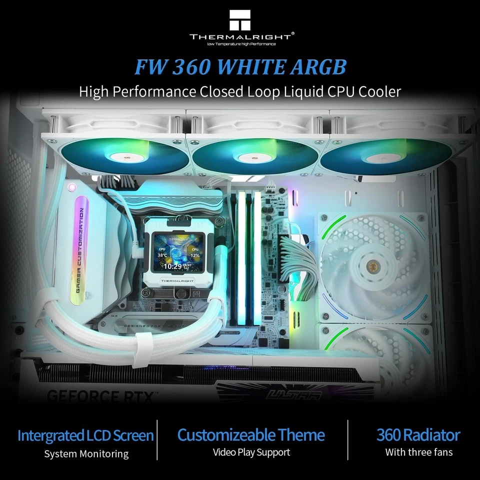 High-Performance 360mm ARGB Liquid Cooler with LCD Screen for AMD/Intel CPUs - Image 4 of 4