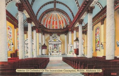 Mobile Alabama, Immaculate Conception Cathedral Interior, Vintage Postcard