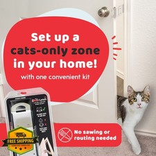 TheDoorLatch Steel Cat Door Latch White for 3.5-4.5 Inch Openings