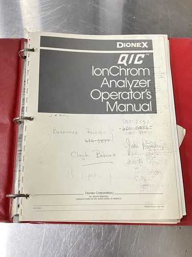 Dionex QIC Ionchrom Analyzer - Users Guide / Instruction Book / Manual
